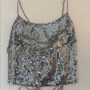 Forever 21 Silver Sequin Camisole Crop Top NEW